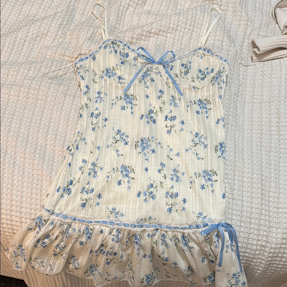 Floral Lace Trim Cami Dress